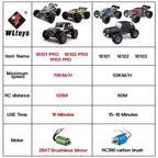1:16 High-Speed RC Car – 70KM/H or 50KM/H 4WD Drift Monster Truck with LED Lights