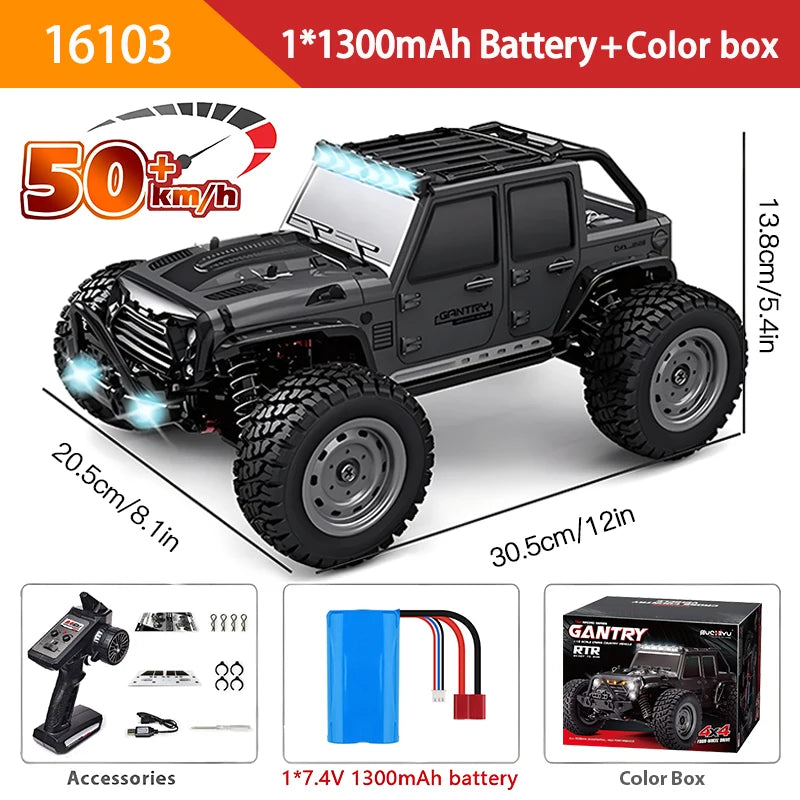 1:16 High-Speed RC Car – 70KM/H or 50KM/H 4WD Drift Monster Truck with LED Lights