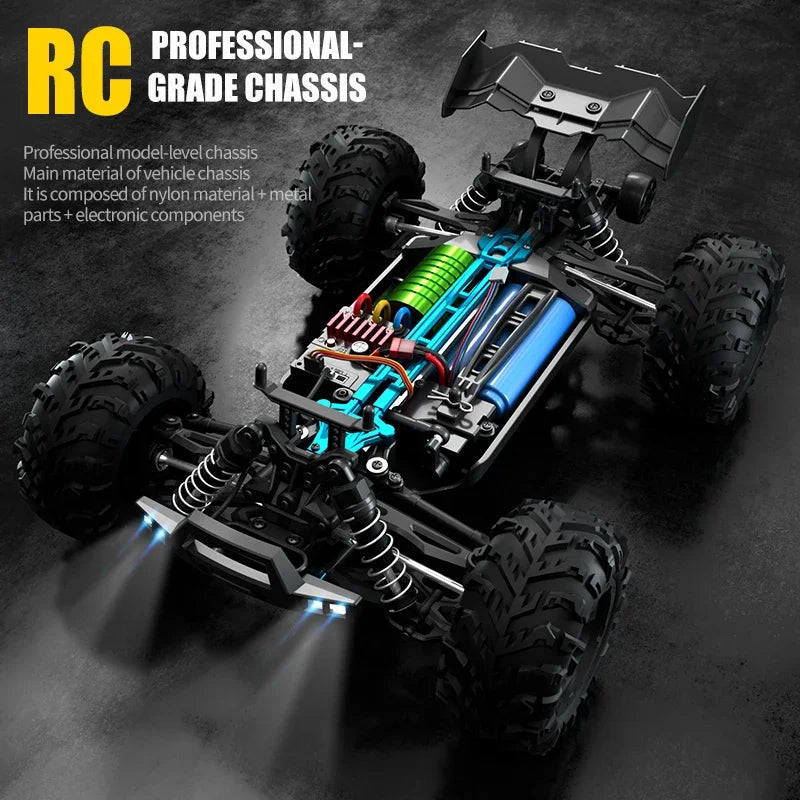 1:16 High-Speed RC Car – 70KM/H or 50KM/H 4WD Drift Monster Truck with LED Lights