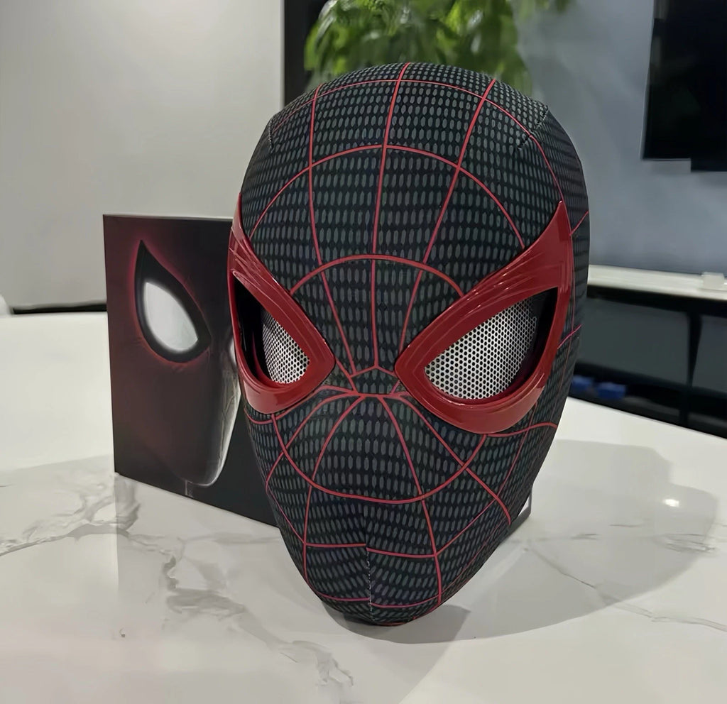 Miles Morales Spider-Man Cosplay Mask – Full Face Helmet with Blinking Eyes